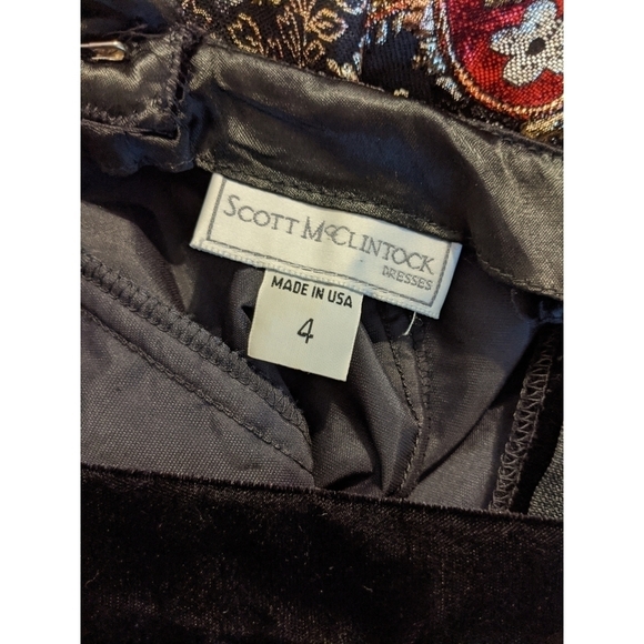 Vintage 80's Scott McClintock Velvet Dress Gold Lamé Skirt - Picture 9 of 9